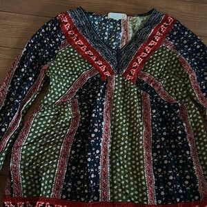 Suzanne Betro Multicolor V-Neck Blouse